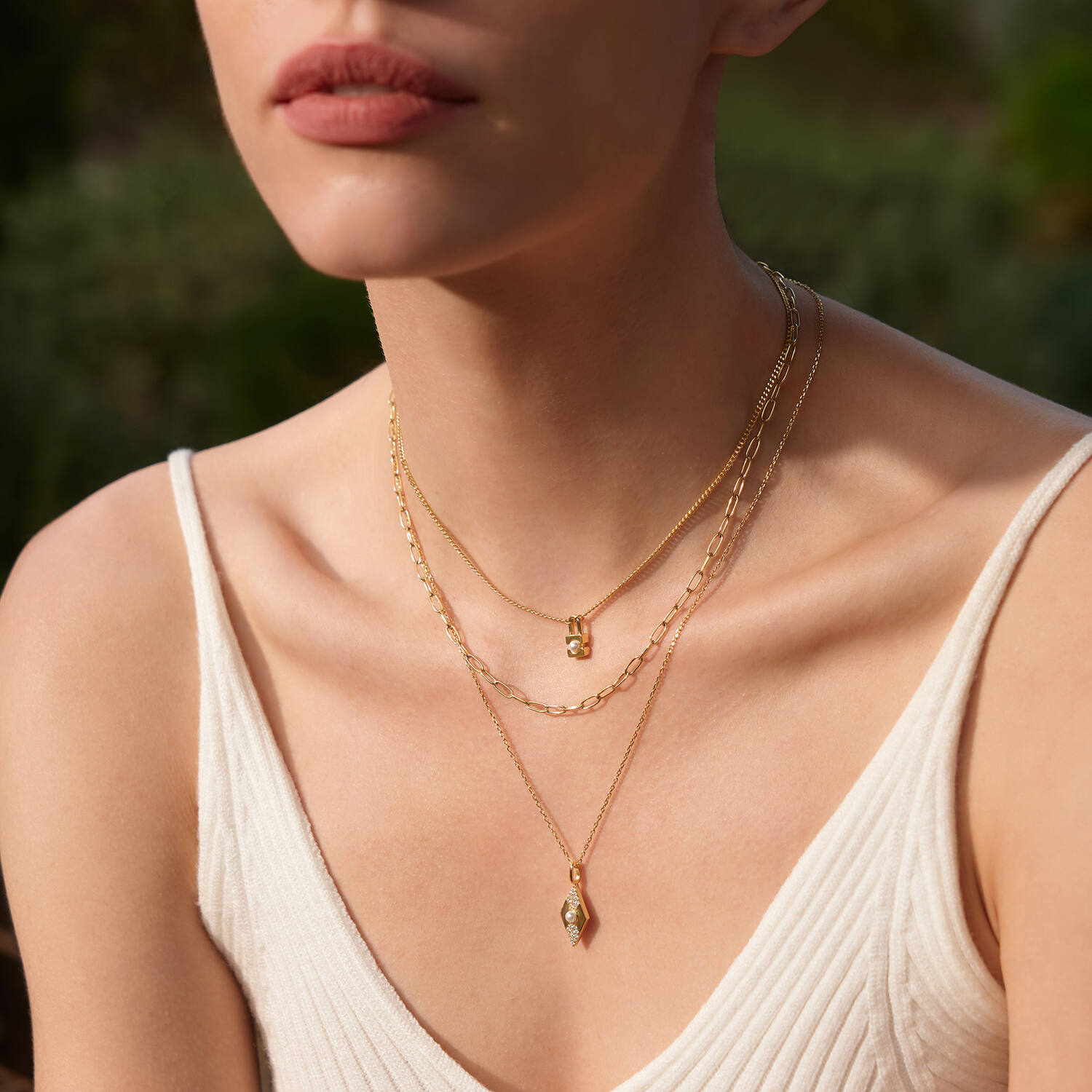  Modern Muse - Necklaces with pendant - Silver / 14kt GP - Pearl - 50cm